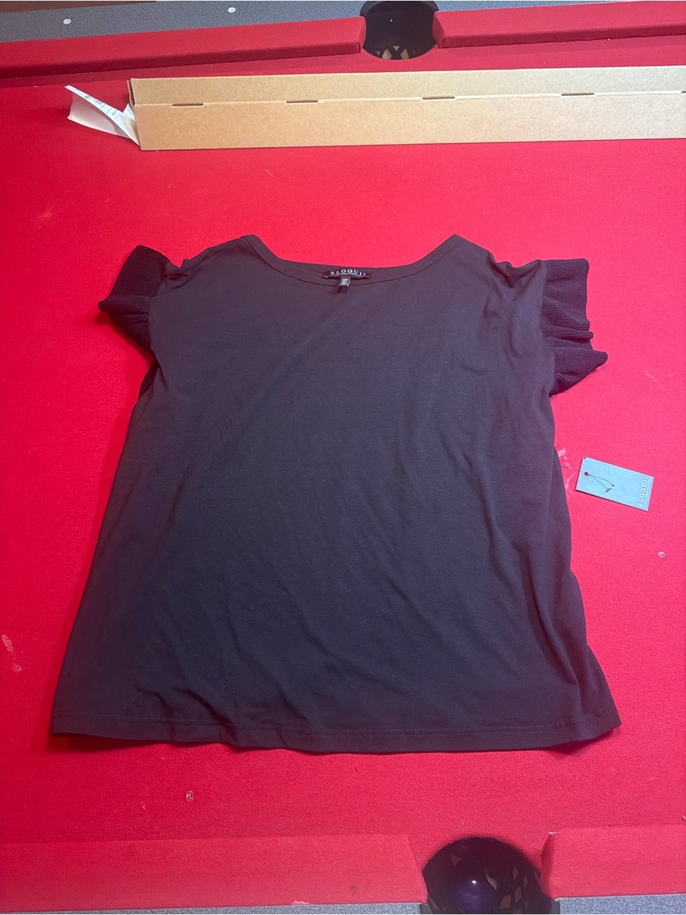 Eloquii Black Short Sleeve Ruffle Tee